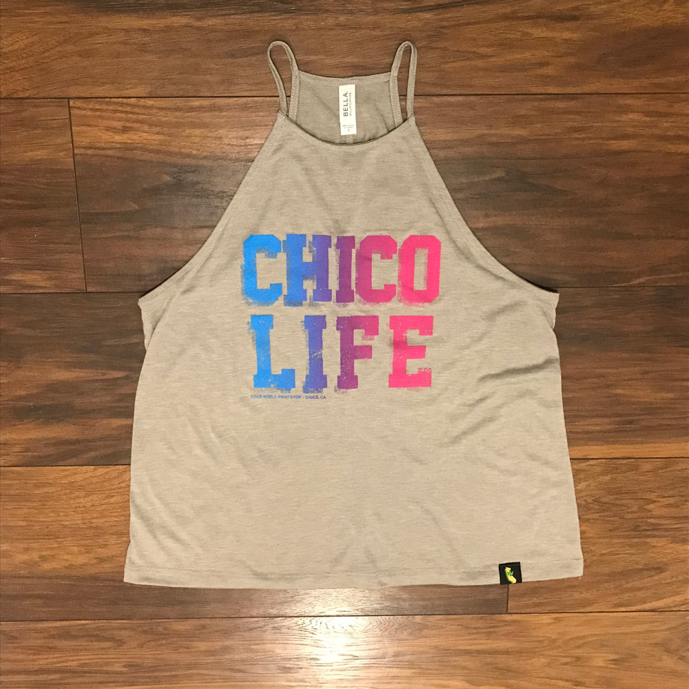 Chico Life High Neck Tank detail, Women's, Heather Stone | Chico Classics 